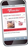 La régie d'Orange met en scène la marque Francine sur son portail mobile à travers des interstitiels.