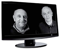 Les deux dirigeants d'AlloCiné, G. Lassalle (à g.) et A Le Diberder, souhaitent, à terme, toucher chaque Français, via la TNT.